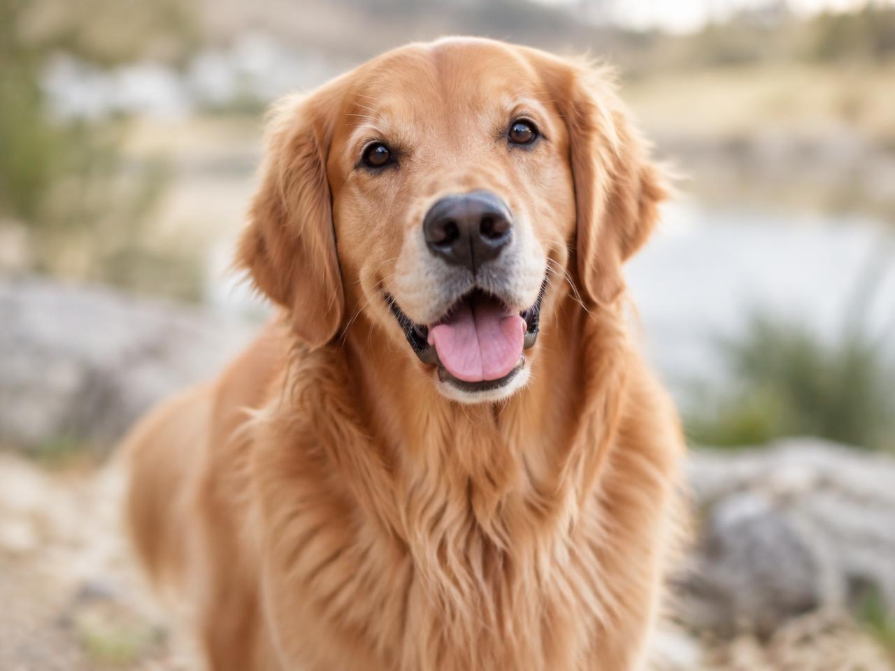 Cachorro Golden Retriever feliz olhando para a câmera